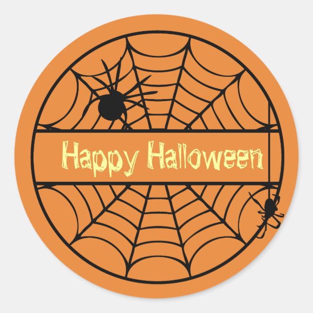 Redonda Personalizable Halloween Spider Pegatina web (Anverso)