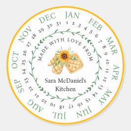 Redonda Personalizable hecho con amor Cocina Pegatina de c