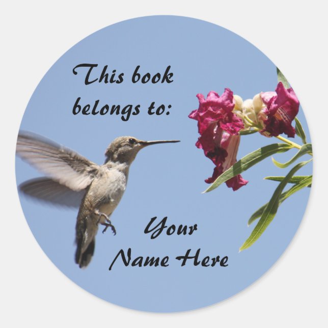 Redonda Personalizable Hummingbird Pegatina (Anverso)