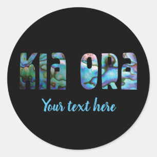 REDONDA PERSONALIZABLE KIA ORA KIWI PAUA ROUND PEGATINA