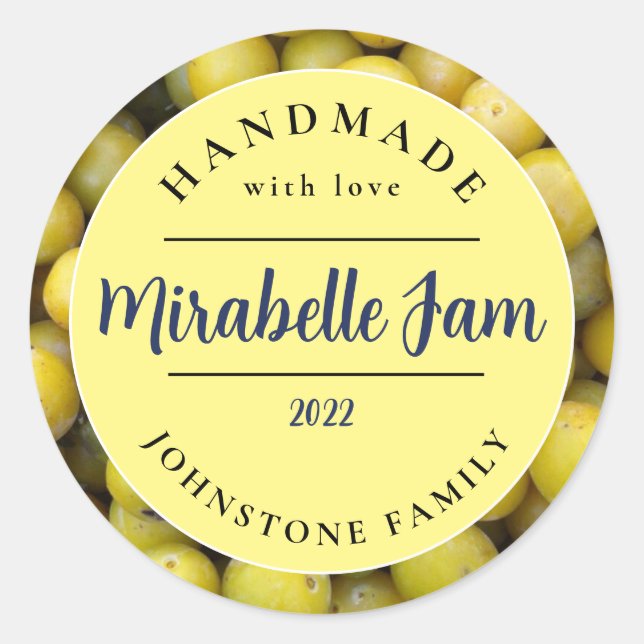 Redonda Personalizable Mirabelle Jam Pegatina (Anverso)