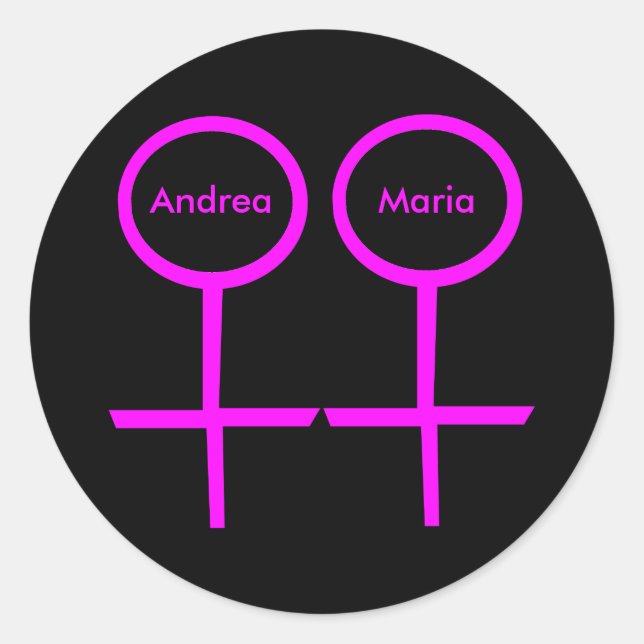 Redonda Personalizable pegatina de lesbianas (Anverso)