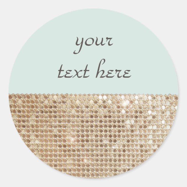 Redonda Personalizable Shimmering Gold Sequins Pegatina (Anverso)