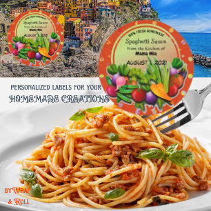 Redonda Personalizable Spaghetti Sauce Pegatina redondo cl