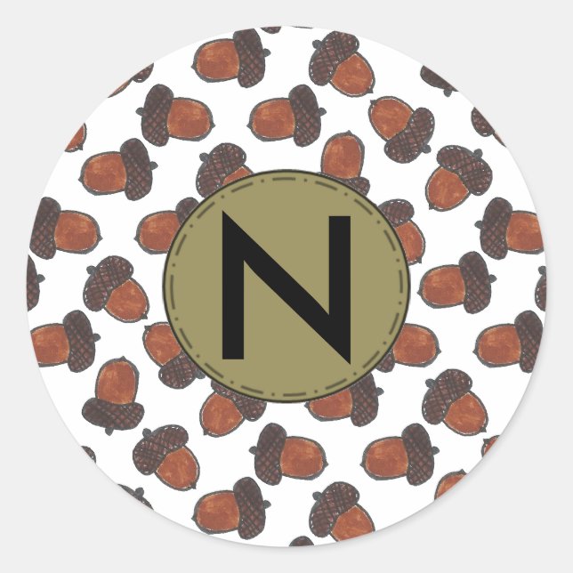 Redonda Personalizado Acorn Pegatina (Anverso)