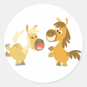 Redonda Personalizado alegre Ponies Pegatina