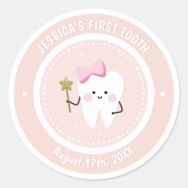 Redonda Personalizado Baby Girl Tooth Fairy Pegatina