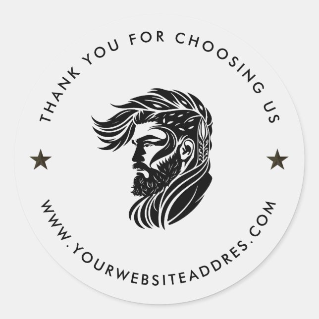 Redonda Personalizado blanco tipografía Pegatina redondo c (Anverso)