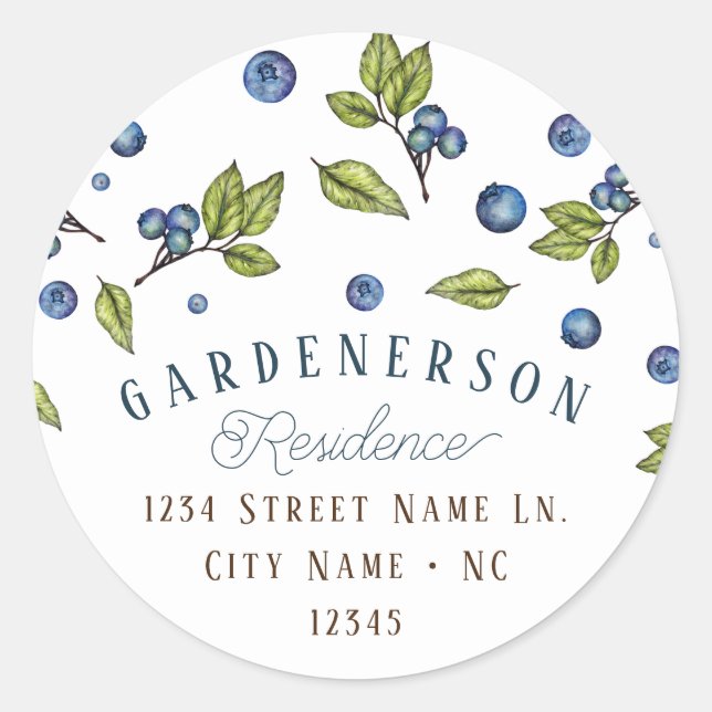 Redonda Personalizado Blueberry Pegatina redondo clásico (Anverso)