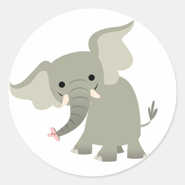 Redonda Personalizado curioso Pegatina elefante (Anverso)