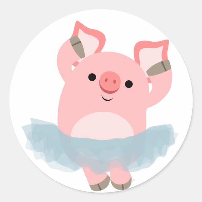 Redonda Personalizado Cute Ballerina Pig Pegatina (Anverso)