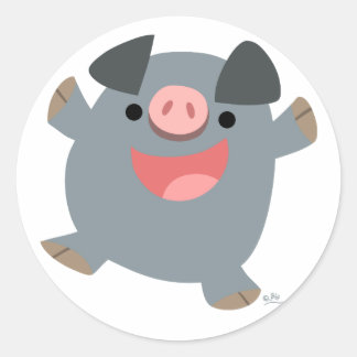 Redonda Personalizado Cute Bouncy Pig Pegatina