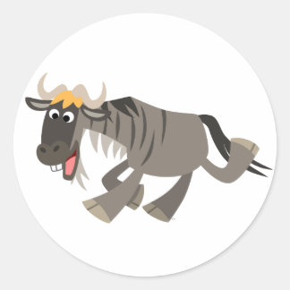 Redonda Personalizado Cute Happy Pegatina Wildebeest
