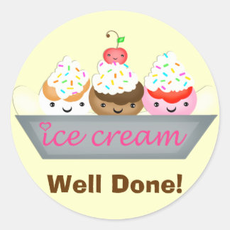 Redonda Personalizado Cute Kawaii Icecream Reward Pegatina