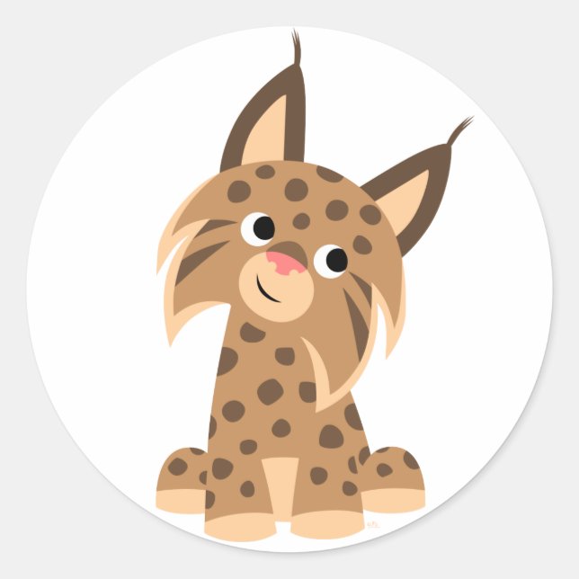 Redonda Personalizado Cute Prankish Lynx Pegatina (Anverso)