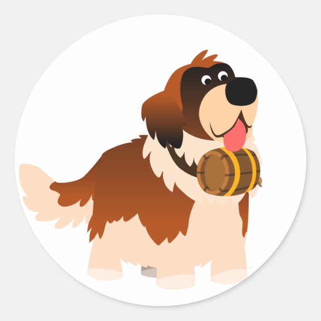 Redonda Personalizado Cute St Bernard Pegatina (Anverso)