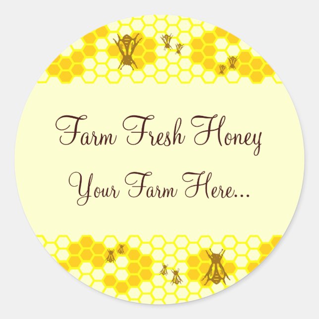 Redonda Personalizado de arte Honey Bee Honeycomb Pegatina (Anverso)