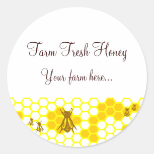 Redonda Personalizado de arte Honey Bee Honeycomb Pegatina