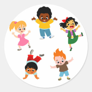 Redonda Personalizado de cinco niños Pegatina