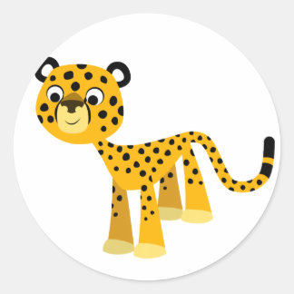 Redonda Personalizado de Cute Happy Cheetah Pegatina