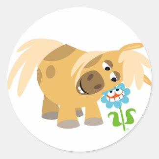 Redonda Personalizado de licitación Pony y pegatina de flo