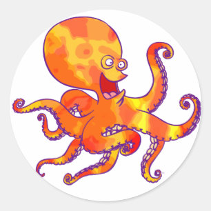 Redonda Personalizado divertido Octopus Pegatina
