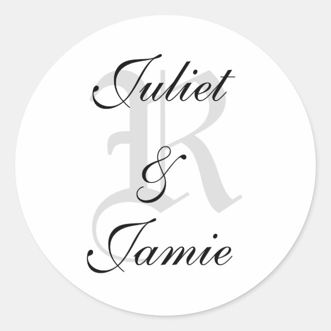 Redonda PERSONALIZADO DIY Monograma Pegatina (Anverso)