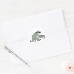 Redonda Personalizado dulce Sloth en un Pegatina rápido