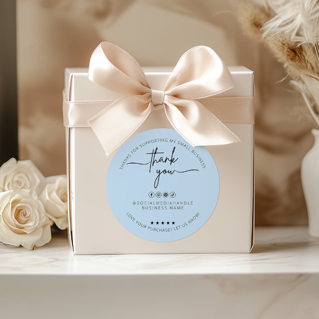 Redonda Personalizado Dusty Blue Pegatina (Custom Dusty Blue Sticker Thank You Label)