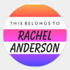 Redonda Personalizado Esto Pertenece Al Pegatina De Ronda