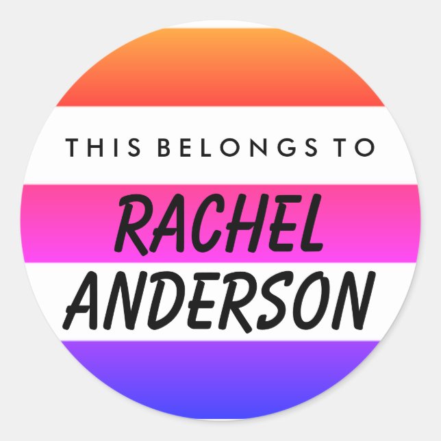 Redonda Personalizado Esto Pertenece Al Pegatina De Ronda (Anverso)