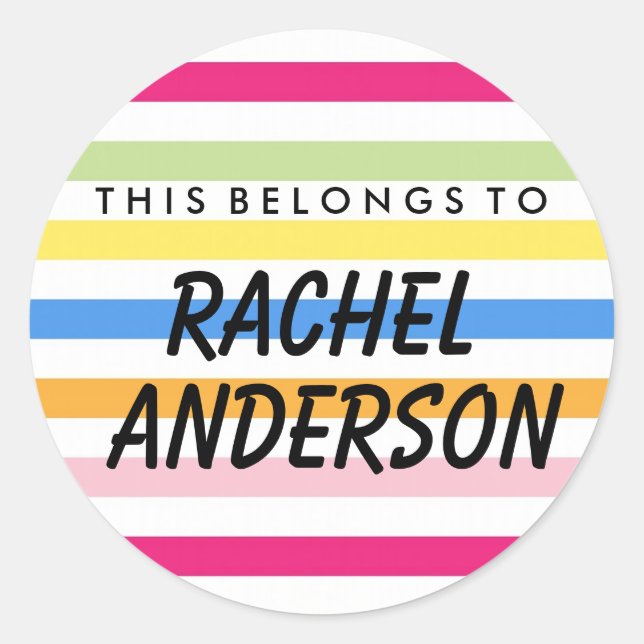 Redonda Personalizado Esto Pertenece Al Pegatina De Ronda (Anverso)