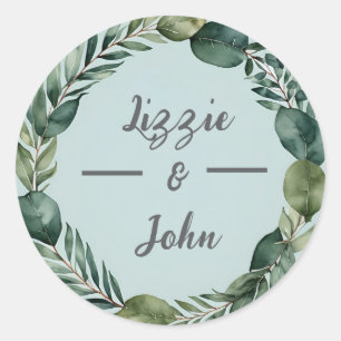 Redonda personalizado Eucalyptus Wreath, Pegatina del Favo
