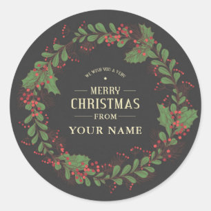 Redonda Personalizado Feliz Pegatina De Navidad Para Peque