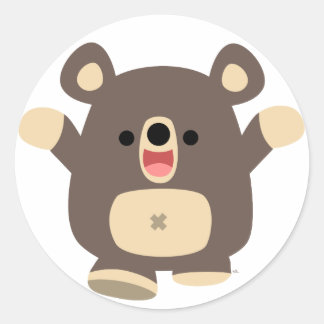 Redonda Personalizado feliz pegatina de oso negro