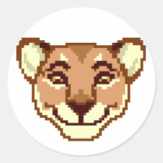 Redonda Personalizado feliz Pegatina emoticono de Lioness