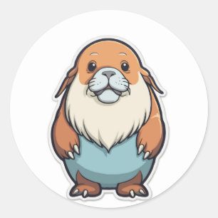 Redonda Personalizado gracioso, Pegatina de Walrus: Animal