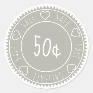 Redonda Personalizado Gray Sale Price Pegatina Redondo Clá