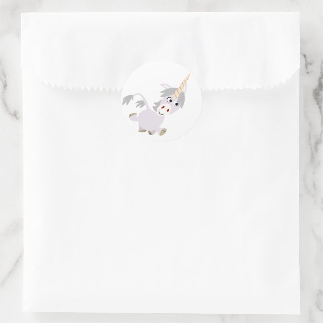 Redonda Personalizado grotesco Pegatina Unicornio (Bolso)
