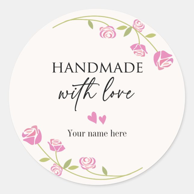 Redonda Personalizado hecho a mano con pegatina de amor (Anverso)