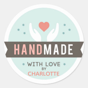 Redonda Personalizado hecho a mano con Pegatina de amor
