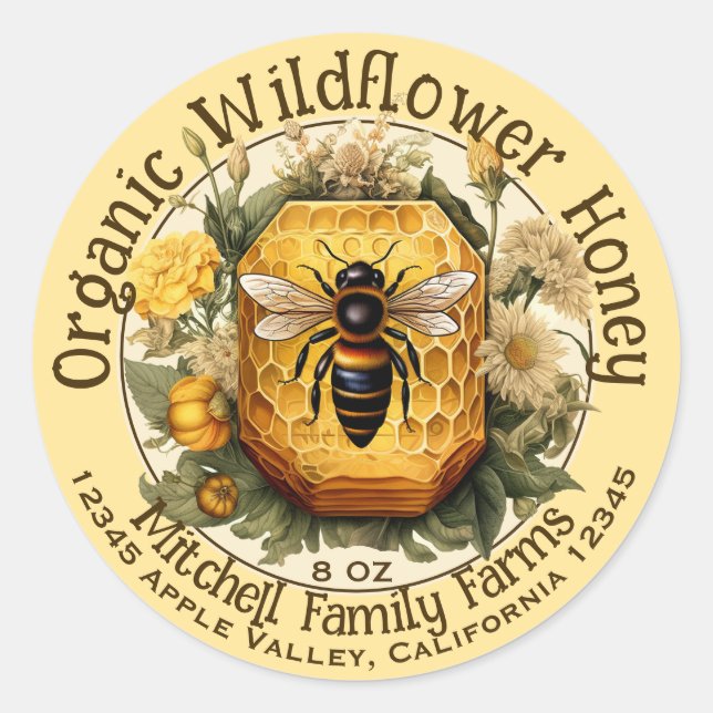 Redonda Personalizado Honey Pegatina (Anverso)
