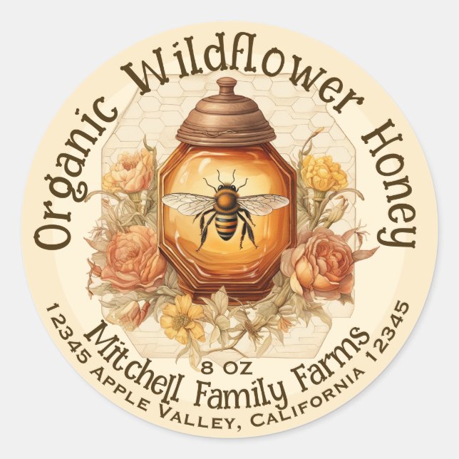 Redonda Personalizado Honey Pegatina (Anverso)