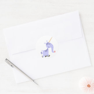 Redonda Personalizado inusual lindo Pegatina Unicornio
