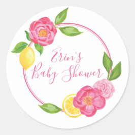 Redonda Personalizado Lemon Floral Gracias Pegatina De Eti