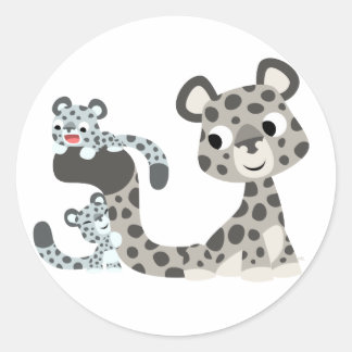 Redonda Personalizado Leopardo de la Nieve y Pegatina de C