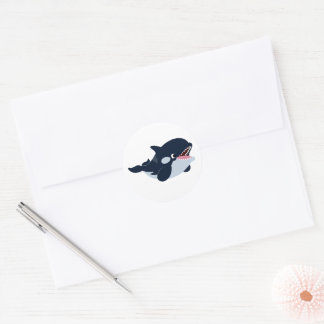Redonda Personalizado lindo bebé Pegatina Orca