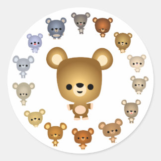 Redonda Personalizado lindo oso Pegatina de bebés