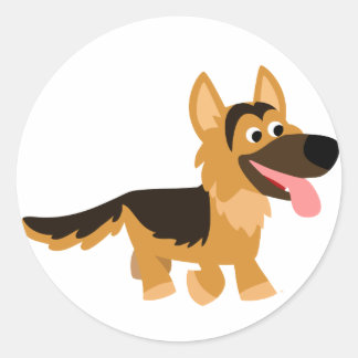 Redonda Personalizado lindo Pegatina alemán de perro pasto