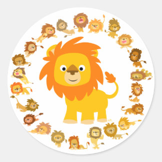 Redonda Personalizado lindo Pegatina Lion Mandala